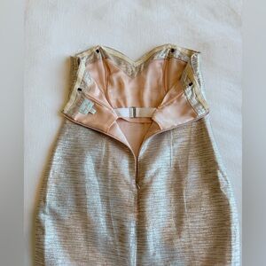 Tracy Reese Strapless Metallic Gold Jumpsuit with Blush Lining